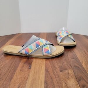 Toms Viv Tribal Sandal Slip On Padded Footbed Multi Colored Size 10